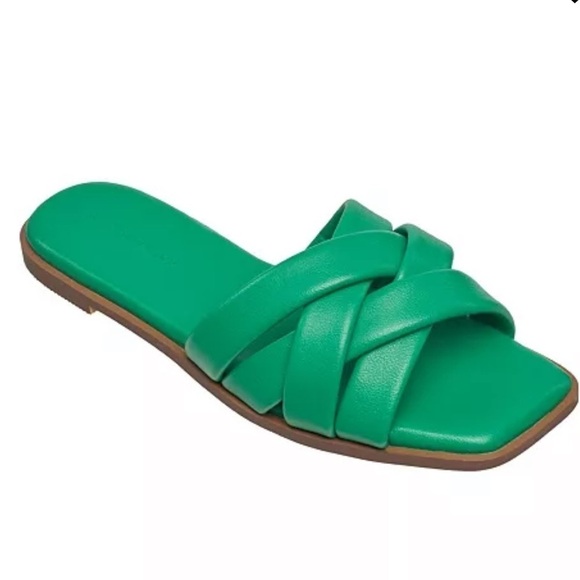 French Connection Shore Green Flat Strappy Sandals Size 7 - Picture 1 of 9